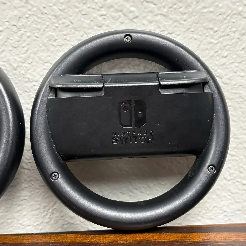 Set of 2 Wii Switch Black Steering Wheels for Joycon Controllers Racing Game